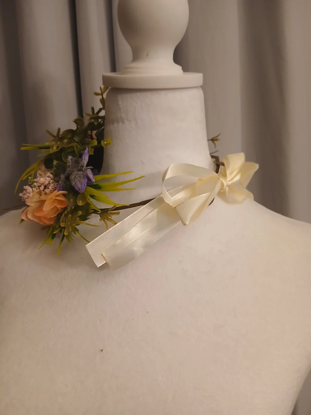 Romantic Floral Crown with Pink, Cream & Green Blooms Festivals Weddings Fairy
